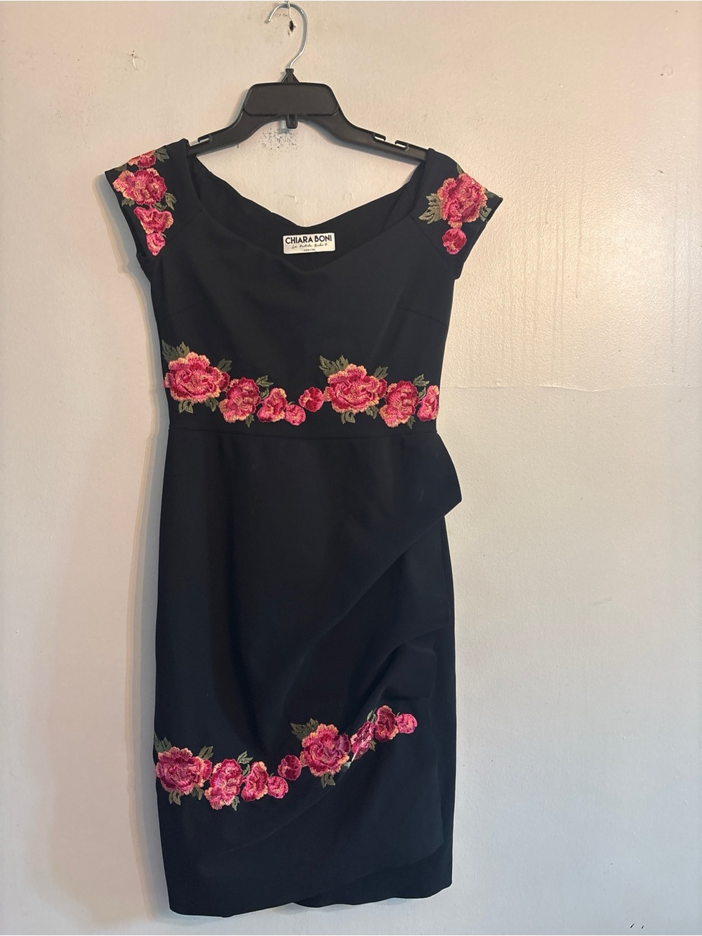 Chiara Boni La Petite Robe Dress Women 42 US 6 Black Floral Embroidery - Picture 8 of 9